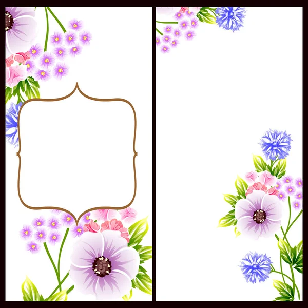 Conjunto Tarjetas Boda Flores Estilo Vintage Elementos Florales Color — Vector de stock