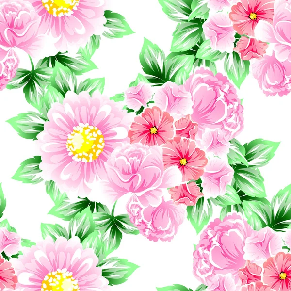 Naadloze Vintage Stijl Bloemenpatroon Floral Elementen Kleur — Stockvector