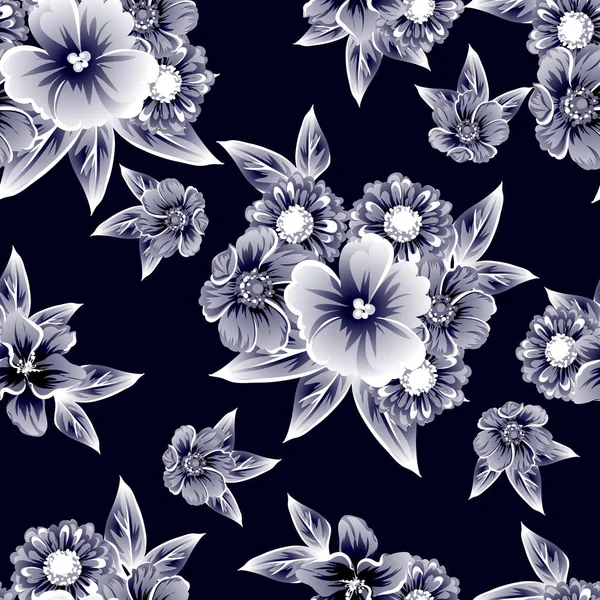 Patrón Flores Estilo Vintage Sin Costuras Elementos Florales — Vector de stock