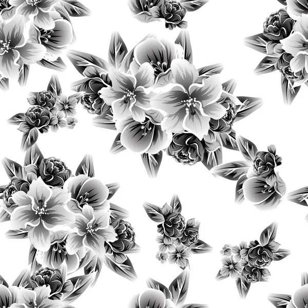 Naadloze Vintage Stijl Bloemenpatroon Floral Elementen — Stockvector