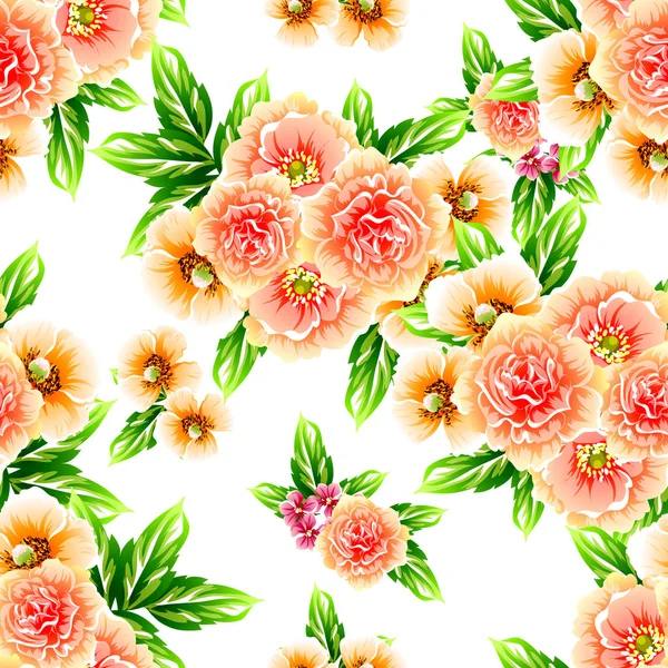 Patrón Flores Estilo Vintage Sin Costuras Elementos Florales Color — Vector de stock