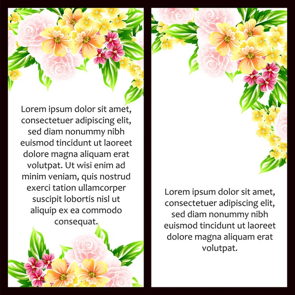 Vintage Stijl Bloem Bruiloft Kaarten Set Bloemenelementen Kleur — Stockvector