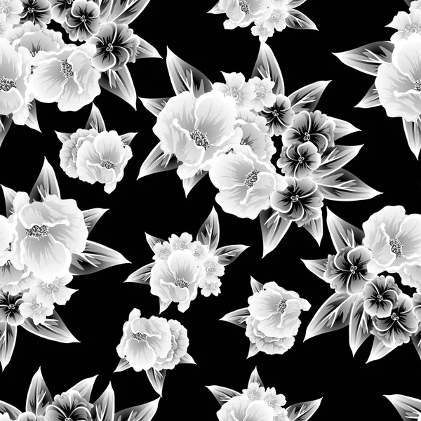 Patrón Flores Estilo Vintage Sin Costuras Elementos Florales — Archivo Imágenes Vectoriales