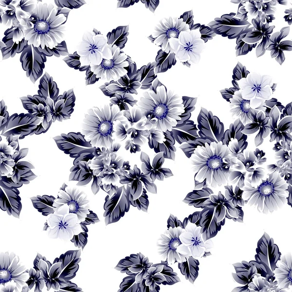 シームレスなビンテージ スタイルの花柄 花の要素 — ストックベクタ