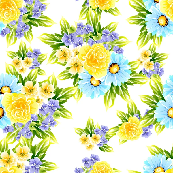 Naadloze Vintage Stijl Bloemenpatroon Floral Elementen Kleur — Stockvector