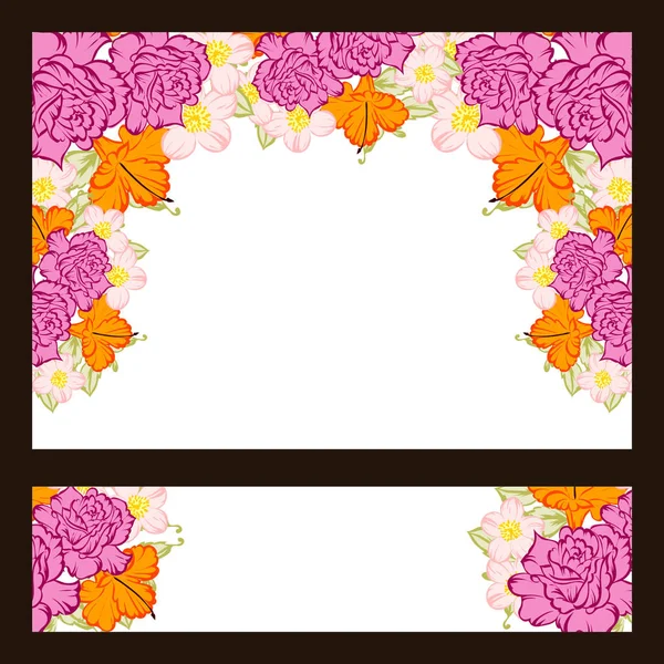 Set Carte Sposa Stile Vintage Elementi Floreali Colori — Vettoriale Stock