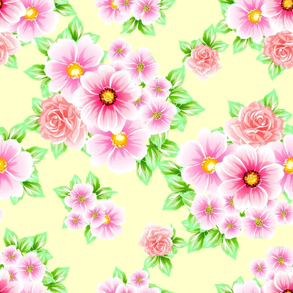 Naadloze Vintage Stijl Bloemenpatroon Floral Elementen Kleur — Stockvector