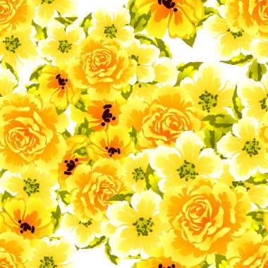 Sorunsuz vintage tarzı çiçek deseni. Renkli çiçek öğeleri