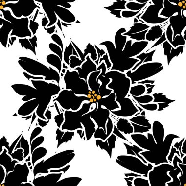 Sorunsuz vintage tarzı çiçek deseni. Kontur çiçek öğeleri