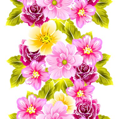 Sorunsuz vintage tarzı çiçek deseni. Renkli çiçek öğeleri