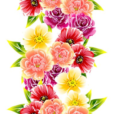 Sorunsuz vintage tarzı çiçek deseni. Renkli çiçek öğeleri