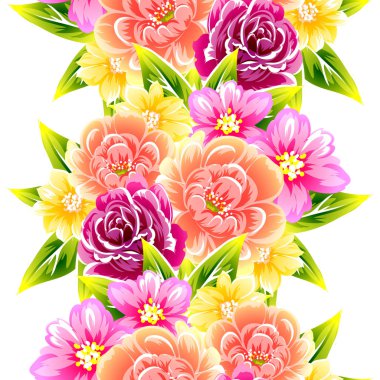 Sorunsuz vintage tarzı çiçek deseni. Renkli çiçek öğeleri