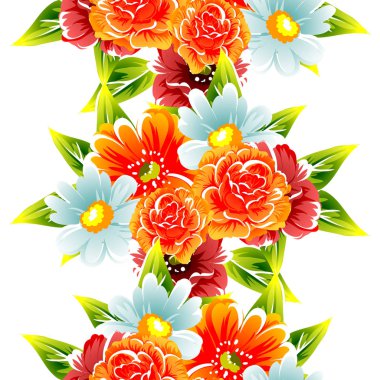 Sorunsuz vintage tarzı çiçek deseni. Renkli çiçek öğeleri