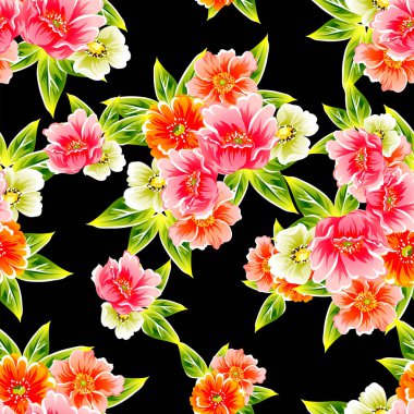 Sorunsuz vintage tarzı çiçek deseni. Renkli çiçek öğeleri