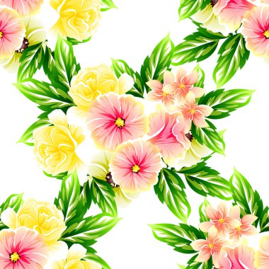 Sorunsuz vintage tarzı çiçek deseni. Renkli çiçek öğeleri