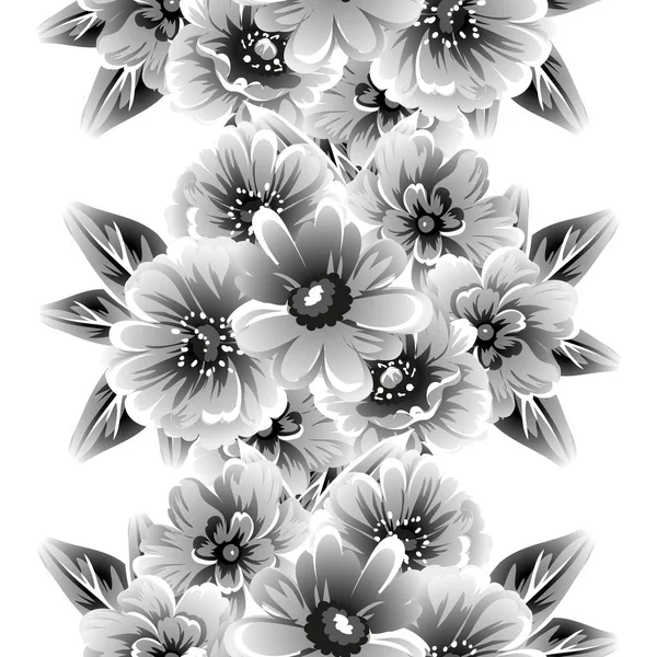 Patrón Flores Estilo Vintage Sin Costuras Elementos Florales Contorno — Vector de stock