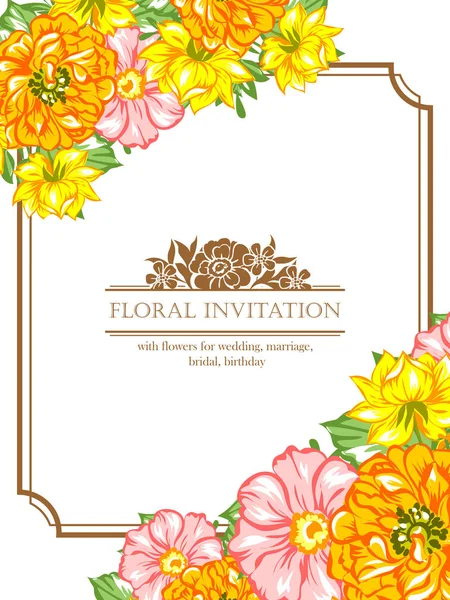 Tarjeta Flores Ornamentada Estilo Vintage Elementos Florales Color — Vector de stock
