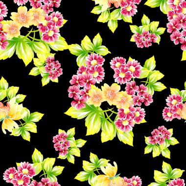 Sorunsuz vintage tarzı çiçek deseni. Renkli çiçek öğeleri