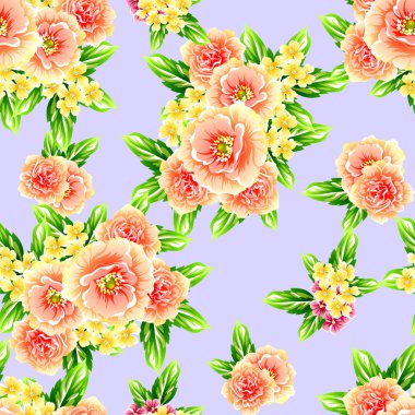 Sorunsuz vintage tarzı çiçek deseni. Renkli çiçek öğeleri