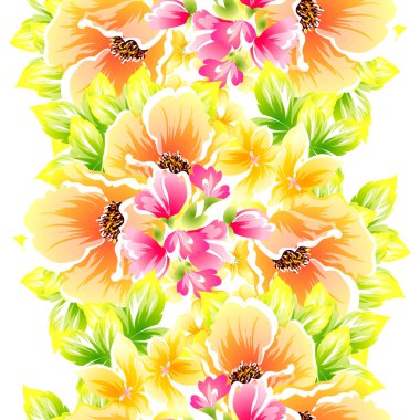 Sorunsuz vintage tarzı çiçek deseni. Renkli çiçek öğeleri