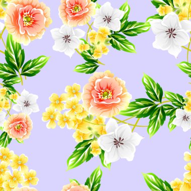 Sorunsuz vintage tarzı çiçek deseni. Renkli çiçek öğeleri