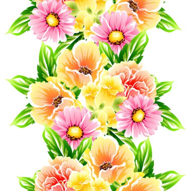 Sorunsuz vintage tarzı çiçek deseni. Renkli çiçek öğeleri