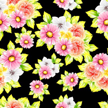 Sorunsuz vintage tarzı çiçek deseni. Renkli çiçek öğeleri
