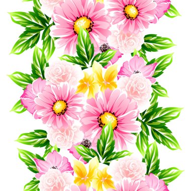 Sorunsuz vintage tarzı çiçek deseni. Renkli çiçek öğeleri