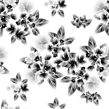 Sorunsuz vintage tarzı çiçek deseni. Kontur çiçek öğeleri