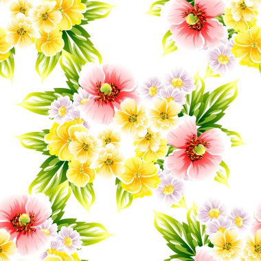 Sorunsuz vintage tarzı çiçek deseni. Renkli çiçek öğeleri