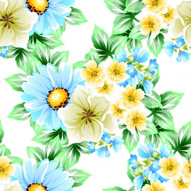 Sorunsuz vintage tarzı çiçek deseni. Renkli çiçek öğeleri