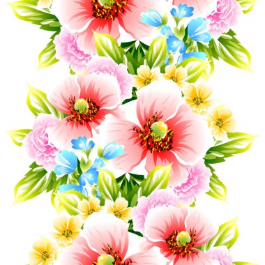 Sorunsuz vintage tarzı çiçek deseni. Renkli çiçek öğeleri