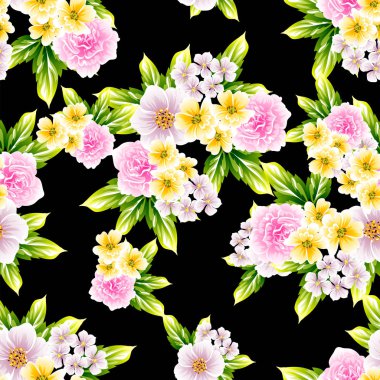 Sorunsuz vintage tarzı çiçek deseni. Renkli çiçek öğeleri