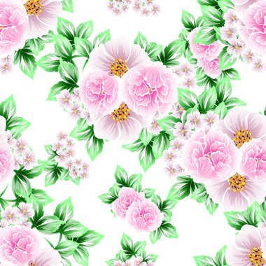 Sorunsuz vintage tarzı çiçek deseni. Renkli çiçek öğeleri