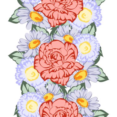 Sorunsuz vintage tarzı çiçek deseni. Renkli çiçek öğeleri