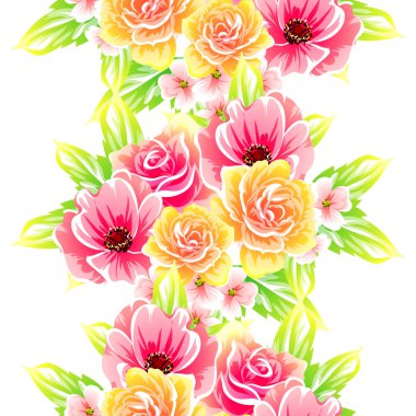 Sorunsuz vintage tarzı çiçek deseni. Renkli çiçek öğeleri