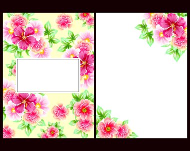 Klasik çiçek düğün kartları seti. Çiçek renginde elementler