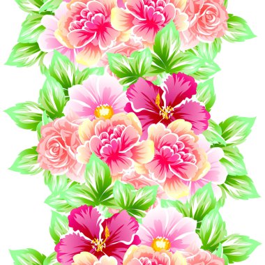 Sorunsuz vintage tarzı çiçek deseni. Renkli çiçek öğeleri