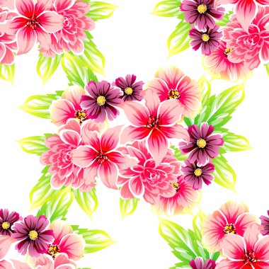 Sorunsuz vintage tarzı çiçek deseni. Renkli çiçek öğeleri