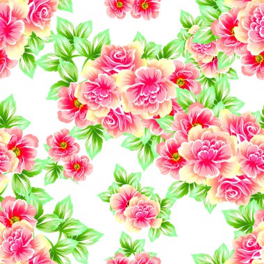 Sorunsuz vintage tarzı çiçek deseni. Renkli çiçek öğeleri