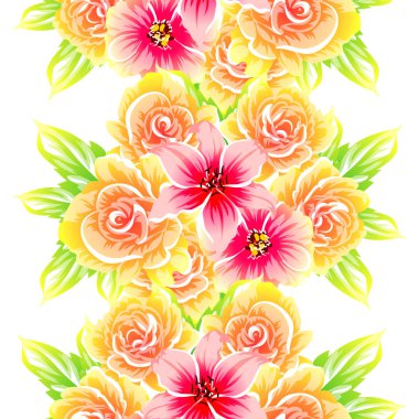 Sorunsuz vintage tarzı çiçek deseni. Renkli çiçek öğeleri
