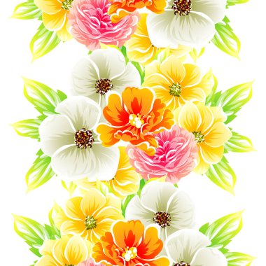 Sorunsuz vintage tarzı çiçek deseni. Renkli çiçek öğeleri