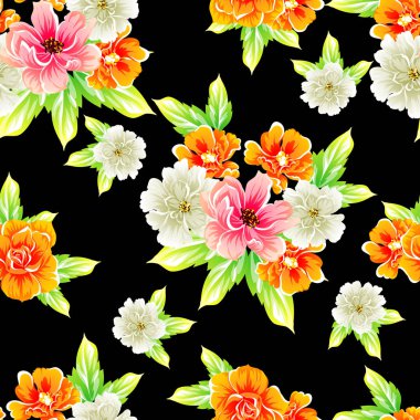 Sorunsuz vintage tarzı çiçek deseni. Renkli çiçek öğeleri
