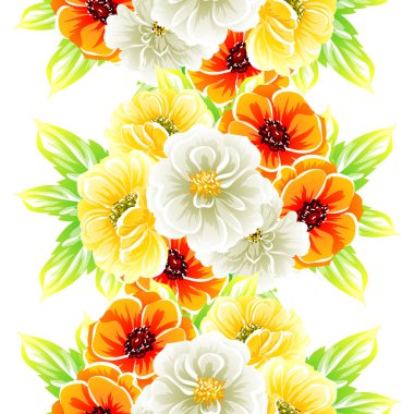 Sorunsuz vintage tarzı çiçek deseni. Renkli çiçek öğeleri