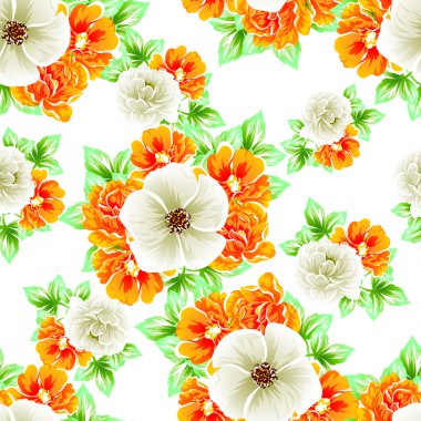 Sorunsuz vintage tarzı çiçek deseni. Renkli çiçek öğeleri