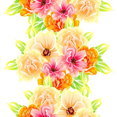 Sorunsuz vintage tarzı çiçek deseni. Renkli çiçek öğeleri