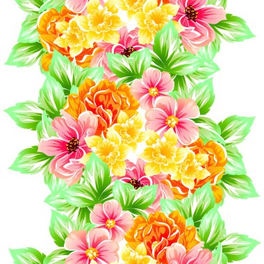 Sorunsuz vintage tarzı çiçek deseni. Renkli çiçek öğeleri