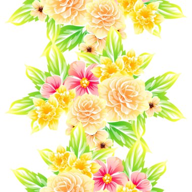 Sorunsuz vintage tarzı çiçek deseni. Renkli çiçek öğeleri