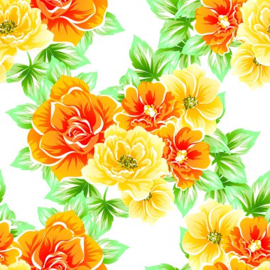 Sorunsuz vintage tarzı çiçek deseni. Renkli çiçek öğeleri