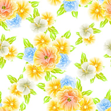 Sorunsuz vintage tarzı çiçek deseni. Renkli çiçek öğeleri